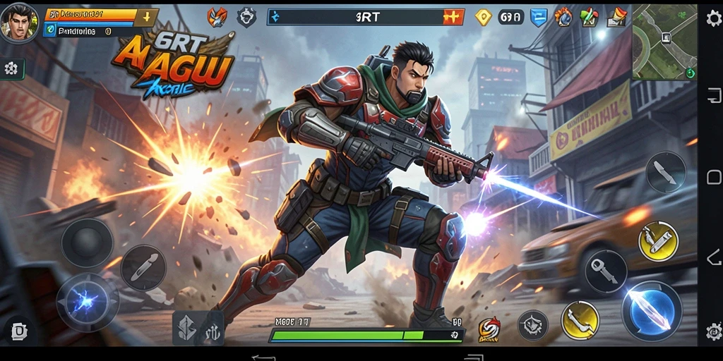 Tangkapan layar gameplay 6RT menampilkan pertarungan seru dan karakter unik.