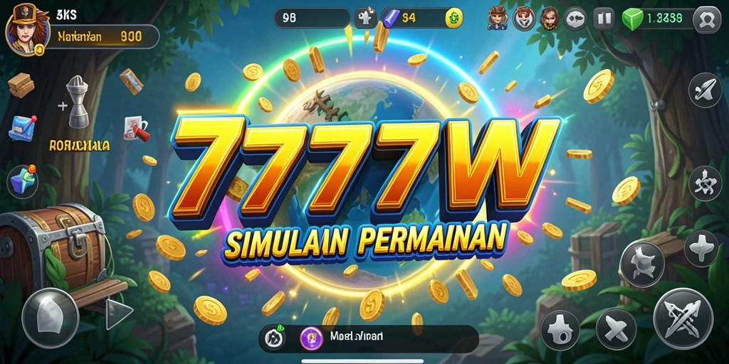 Tampilan menakjubkan dari gameplay 7777W yang penuh warna.
