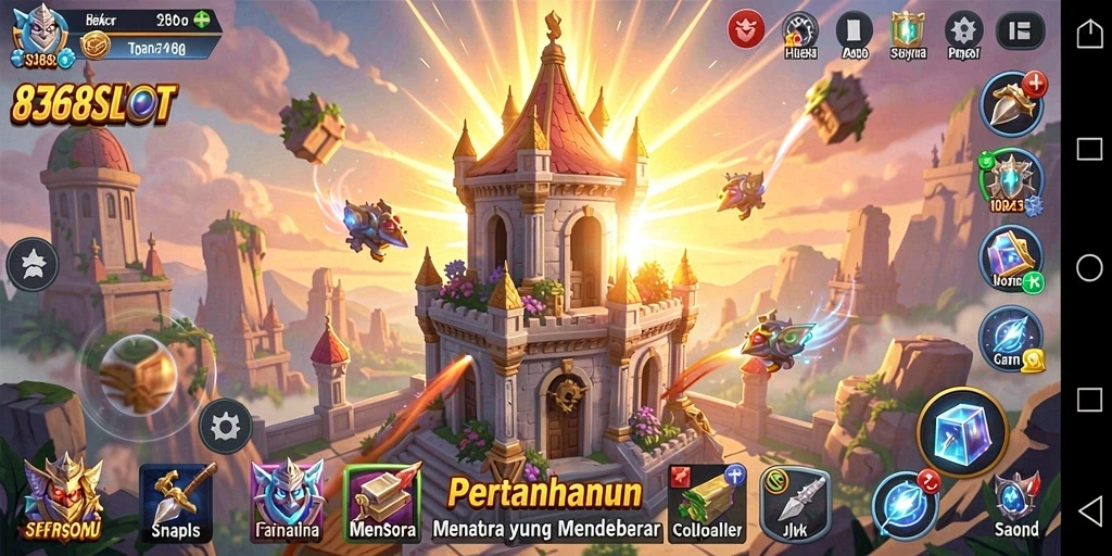 Tampilan gameplay menakjubkan dari 8368SLOT yang penuh aksi Tower Defense.