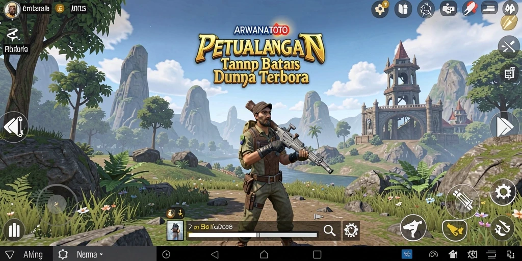 Gameplay ARWANATOTO menampilkan eksplorasi dunia terbuka yang memukau.