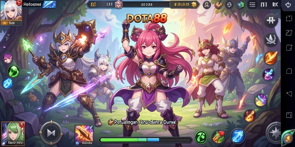 Screenshot gameplay DOTA88 yang menampilkan aksi karakter anime.
