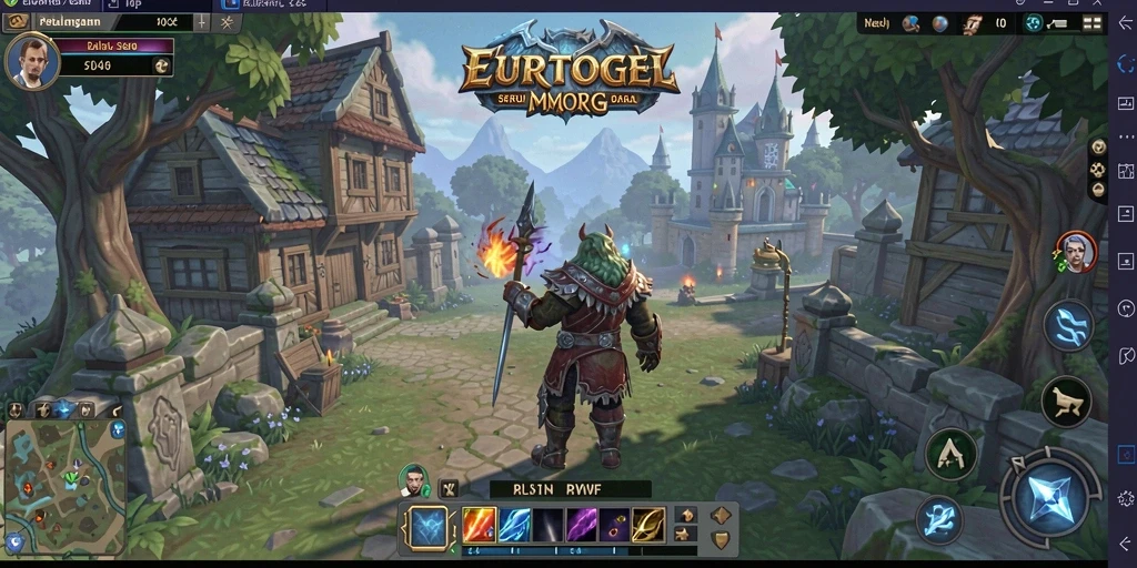 Tangkapan layar gameplay EUROTOGEL menampilkan pertarungan epik dalam dunia fantasi.