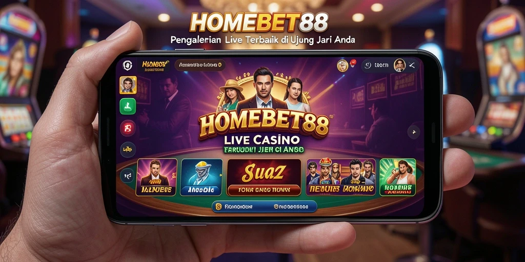 Screenshot gameplay HOMEBET88 dengan dealer langsung di meja kasino.