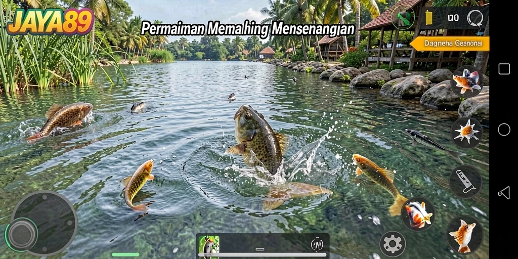 Tampilan gameplay JAYA89 yang menampilkan aksi memancing yang mendebarkan.