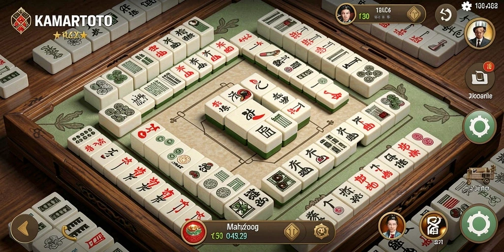 Tampilan gameplay Mahjong di KAMARTOTO yang menarik.