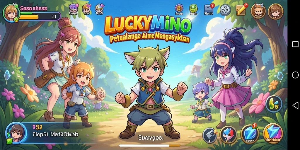 Gambaran gameplay seru dalam LUCKYMINO di dunia anime.