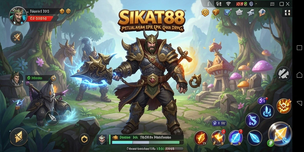 Tampilan seru dari gameplay RPG SIKAT88 di dunia fantastis.