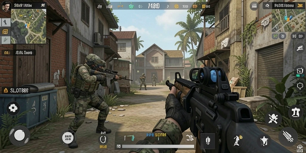 Tampilan gameplay SLOT88 yang mendebarkan dan penuh aksi FPS.