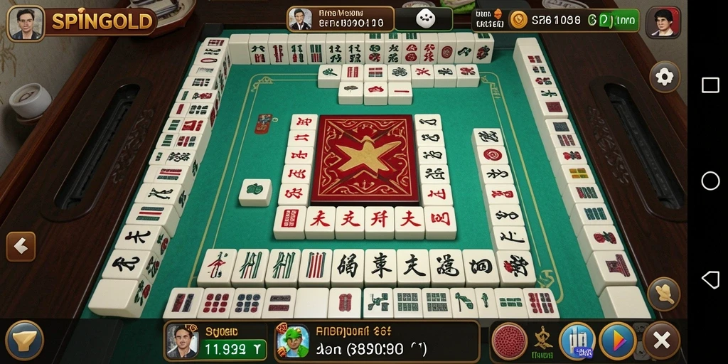 Tampilan gameplay seru SPINGOLD dengan ubin Mahjong yang menantang.