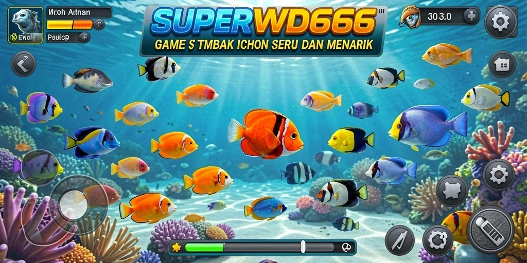 Screenshot gameplay SUPERWD666 menampilkan momen seru saat menembak ikan.
