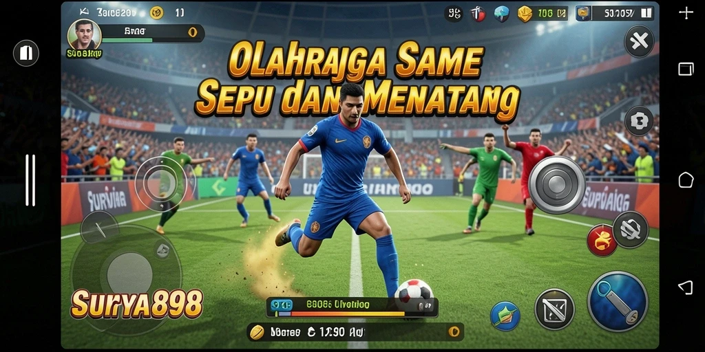 Screenshot menampilkan aksi seru dalam SURYA898 saat pertandingan olahraga.